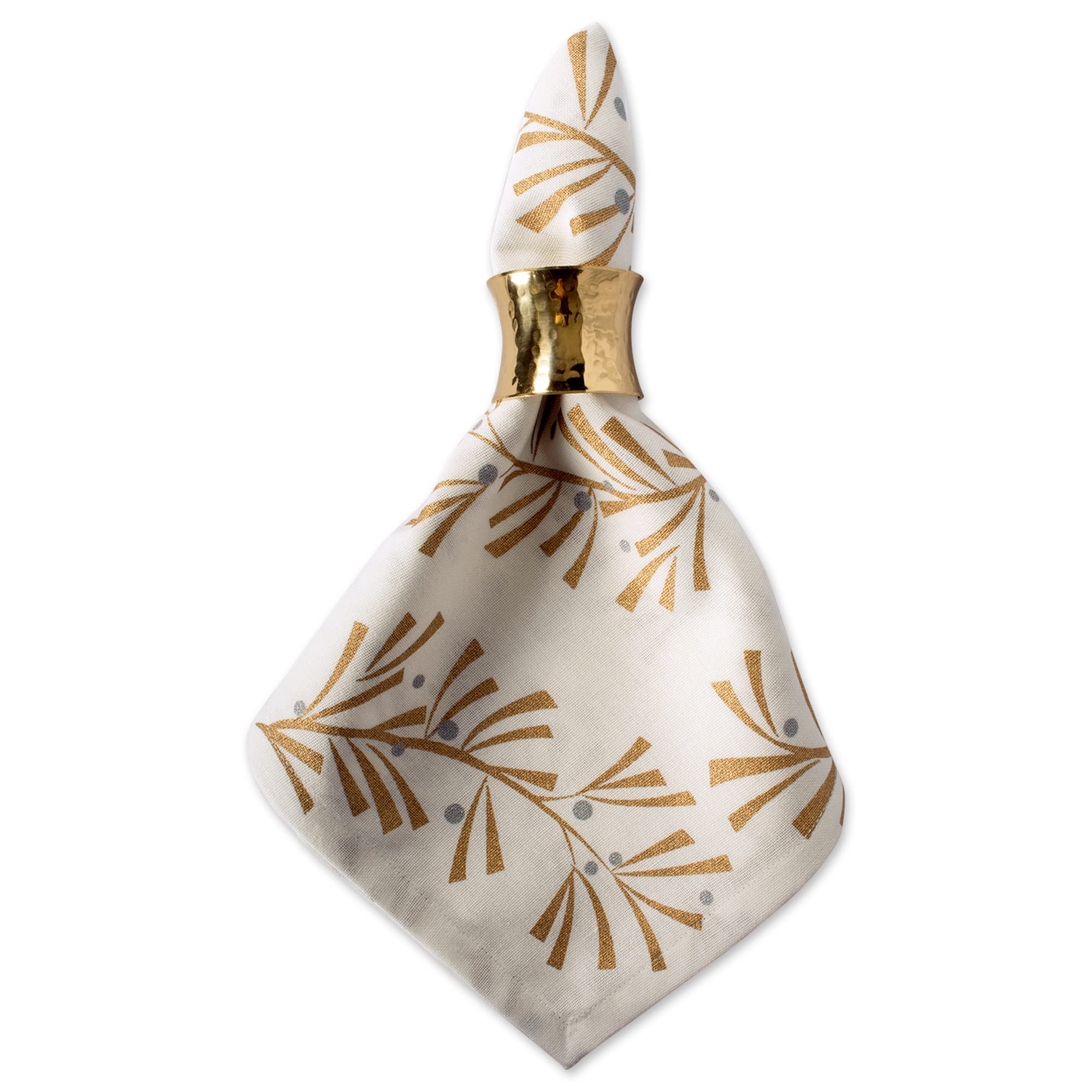 Dii Holiday Dining Table Linen Metallic Fabric Kitchen D  Cor, Christmas Napkin Set, 20X20, Gold Holly Leaves, 6 Piece